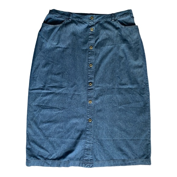 Allison Daley Plus Size Soft Light Blue‎ Denim Buttoned Skirt Size 18W - Picture 1 of 16